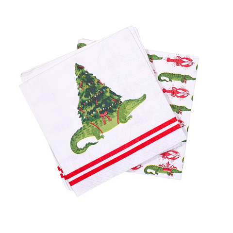 Christmas Gator Tree Cocktail Napkins (Pack of 20)
