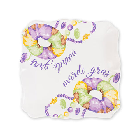 Mardi Gras King Cake Square Platter (Each)