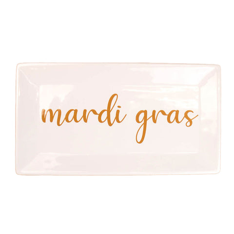 Mardi Gras Script Rectangle Platter (Each)