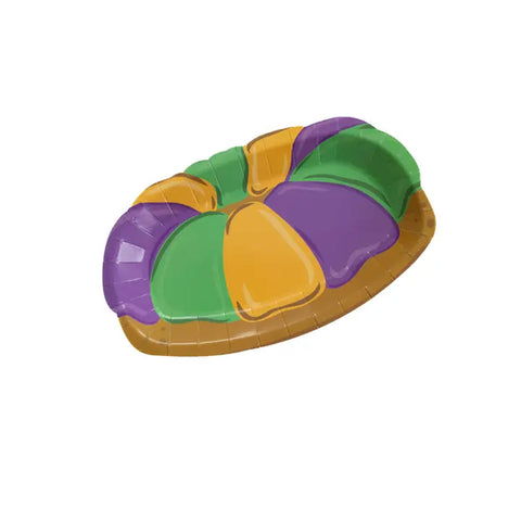 9" Mardi Gras King Cake Shaped Party Plates (Pack of 12)
