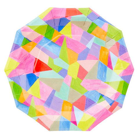 9" Geometric Decagon Paper Plates (Pack)
