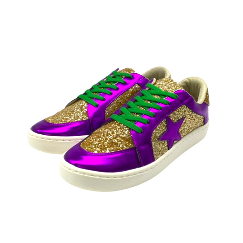 Purple/Gold Shoes with Purple Star and Purple Trim (Pair)