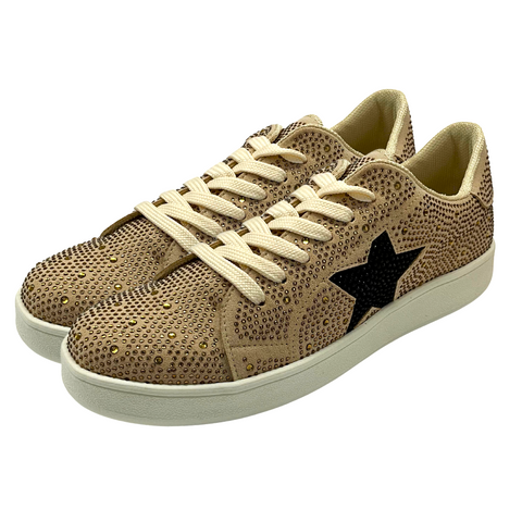 Gold Rhinestone Sneaker with Black Star (Each)