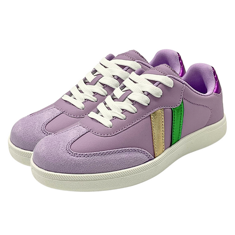 Lavender, Green and Gold Sneaker with Stripes - (Pair)