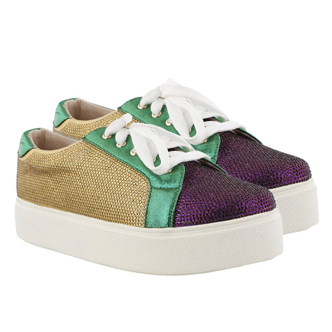 Purple, Green, & Gold Gem Mardi Gras Tennis Shoe (Pair)