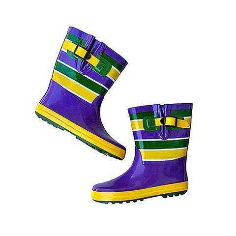 Children's Mardi Gras Striped Rain Boots (Each)