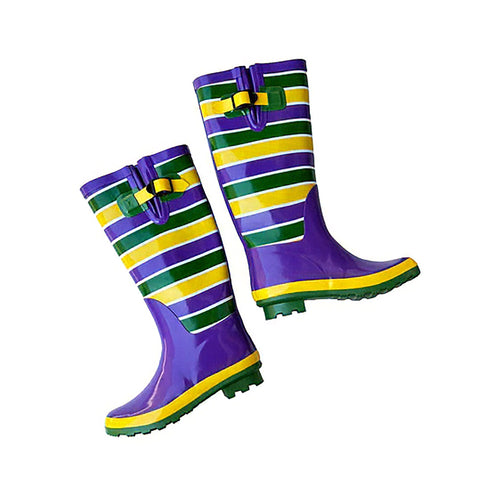 Adult's Mardi Gras Striped Rain Boots (Each)