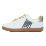 White Mardi Gras Metallic Stripe Tennis Shoe (Each)