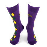 Mardi Gras Harlequin Socks with Fleur de Lis (Pair)