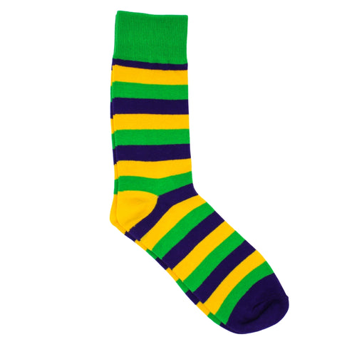 Purple, Green, and Yellow Stripe Socks (Pair)