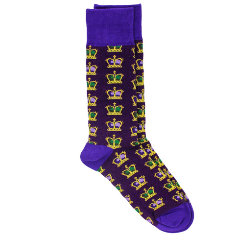 Men's King Crown Socks Purple/Green/Yellow One Size  (Pair)
