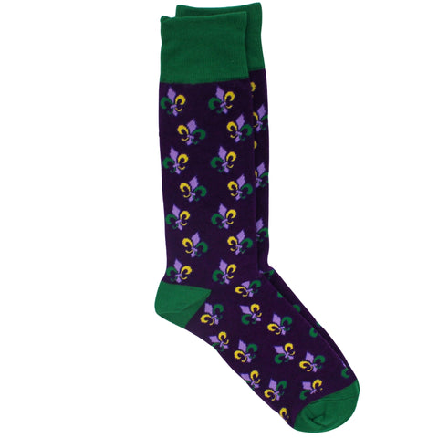 Men's Mardi Gras Fleur Socks Purple/Green/Yellow One Size (Pair)