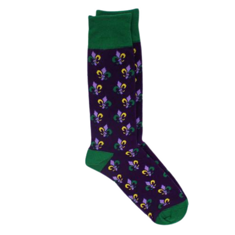 Men's Mardi Gras Fleur Socks Purple/Green/Yellow One Size (Pair)