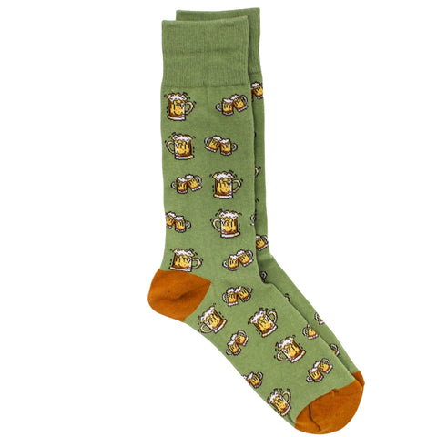 Men's Beer Cheers Socks - Sage/Orange (Pair)