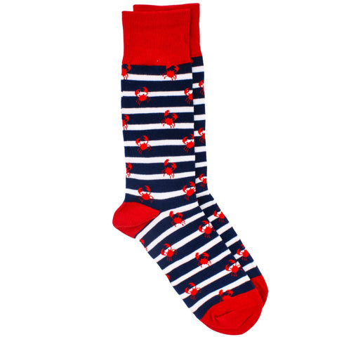 Men's Crab Socks - Navy/White/Red (Pair)