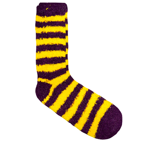 Team Stripe Cozy Socks in Purple/Yellow (Pair)