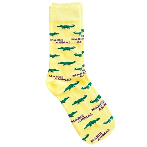 Nolaverse Mardi Animal Yellow Socks with Alligators (Pair)