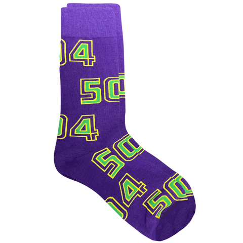 Nolaverse Mardi Gras 504 Nola Socks - Purple (Pair)