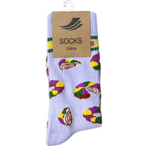 Let Them Eat King Cake Ribbed Socks (Pair)