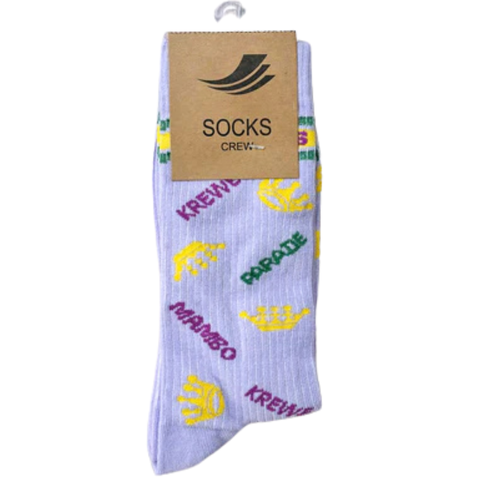 Lavender Mardi Gras Ribbed Socks (Pair)