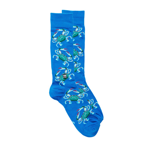 Mens Blue Crab Socks (Pair)