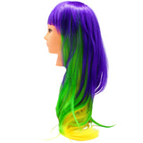 Purple, Green and Yellow Long Curled Wig (Each)