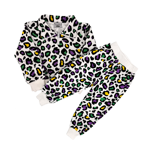 Children's Mardi Gras Leopard Jogger Set (Each)