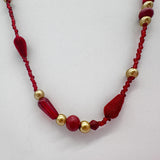 27" Red Assorted Glass, Wooden, and Velvet Bead Necklace (Dozen)