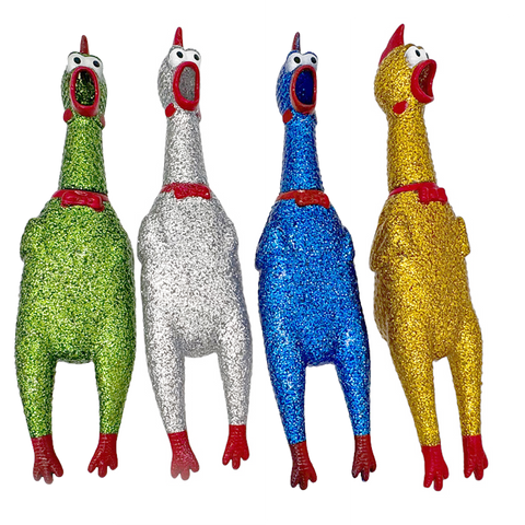 11.5" Glitter Rubber Chicken (Each)