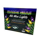 Purple, Green and Gold Mini Mardi Gras String of 100 Lights 22' (Each)