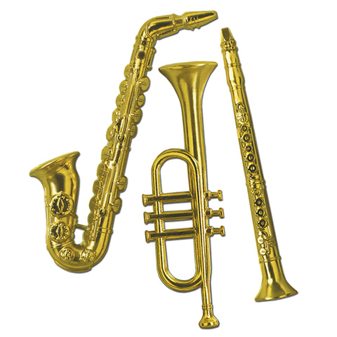 Gold Plastic Musical Instrument 17"to 21" (Pack of 3)
