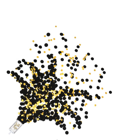 Black and Gold Push Up Confetti Poppers (Pack of 8)