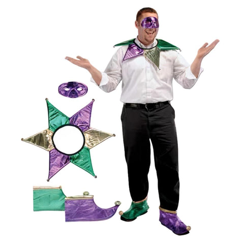 Mardi Gras Jester Set - Jester Collar, Shoe Toppers and Mask (Set)
