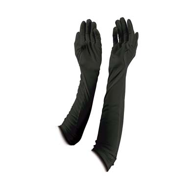 Black Long Satin Elastic Gloves (Each)