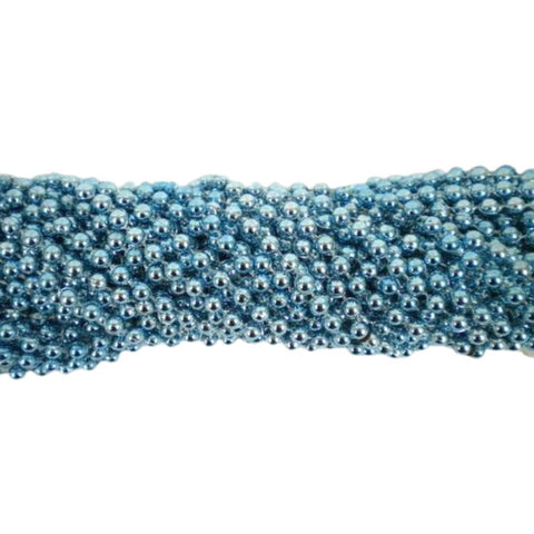 33" Round Metallic Light Blue Mardi Gras Beads (6 Dozen - 72 Necklaces)