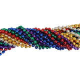 33" 7.5mm Round Metallic 6 Color Mardi Gras Beads - 6 Dozen (72 Necklaces)