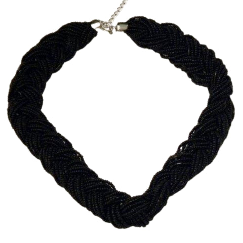 18" Black Braided Necklace (Pack of 6)