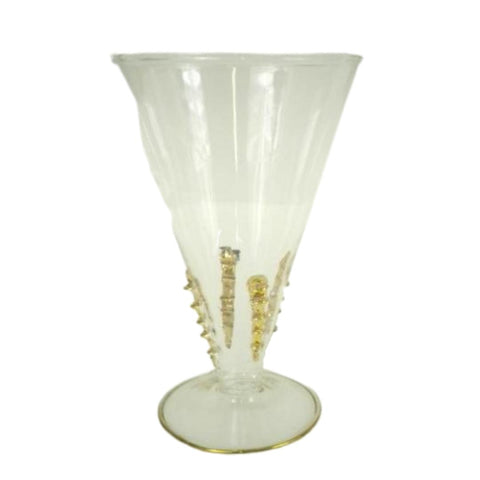 Ophelia Footed Water Glass Clear and 22k Gold 6" (Each)