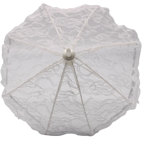 White Lace Umbrella with Lace Ruffle 6" (Each)