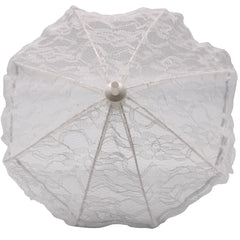 White Lace Umbrella with Lace Ruffle 6" (Each)