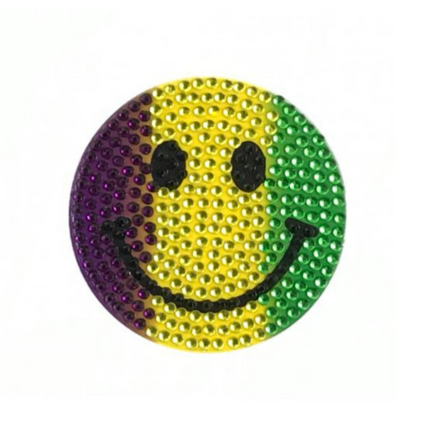 Purple, Green and Yellow Smiley Face Sticker (Each)