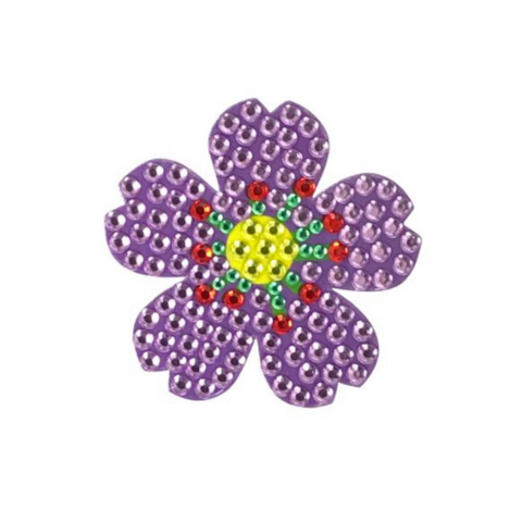 Purple, Green and Yellow Flower Glitter Sticker (Each)