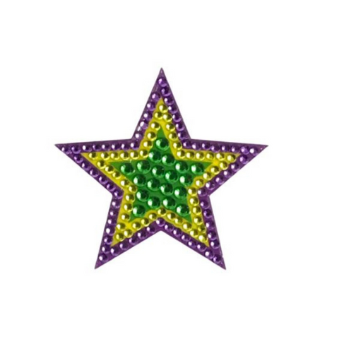 Purple, Green and Yellow Star Glitter Sticker (Each)