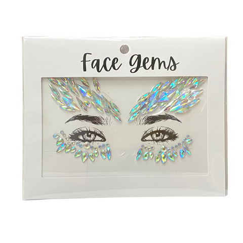 Winged Clear Crystal Stick on Face Jewels (Each) – Mardi Gras Spot