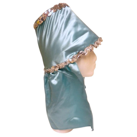 Aqua Costume Hat with Silver Sequin Trim (Each)