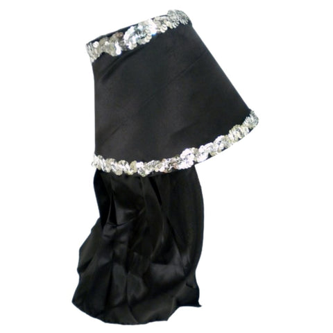 Black Costume Hat with Silver Sequin Trim (Each)