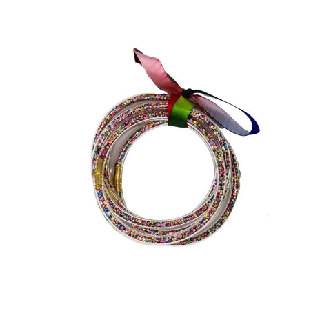 Rainbow Jelly Bangle Bracelet Set (Pack of 6)