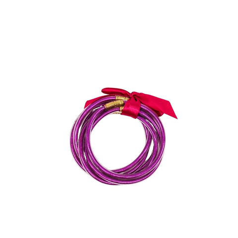 Hot Pink Jelly Bangle Bracelet Set (Pack of 6)