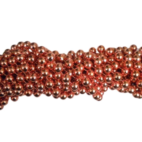 48" 12mm Round Metallic Orange Mardi Gras Beads