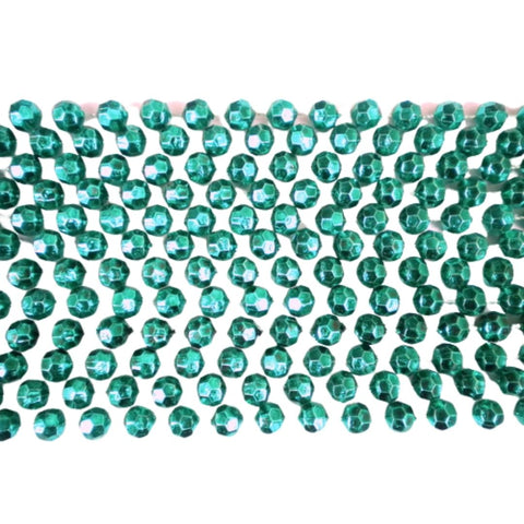 60" 12mm Cut Metallic Green Mardi Gras Beads